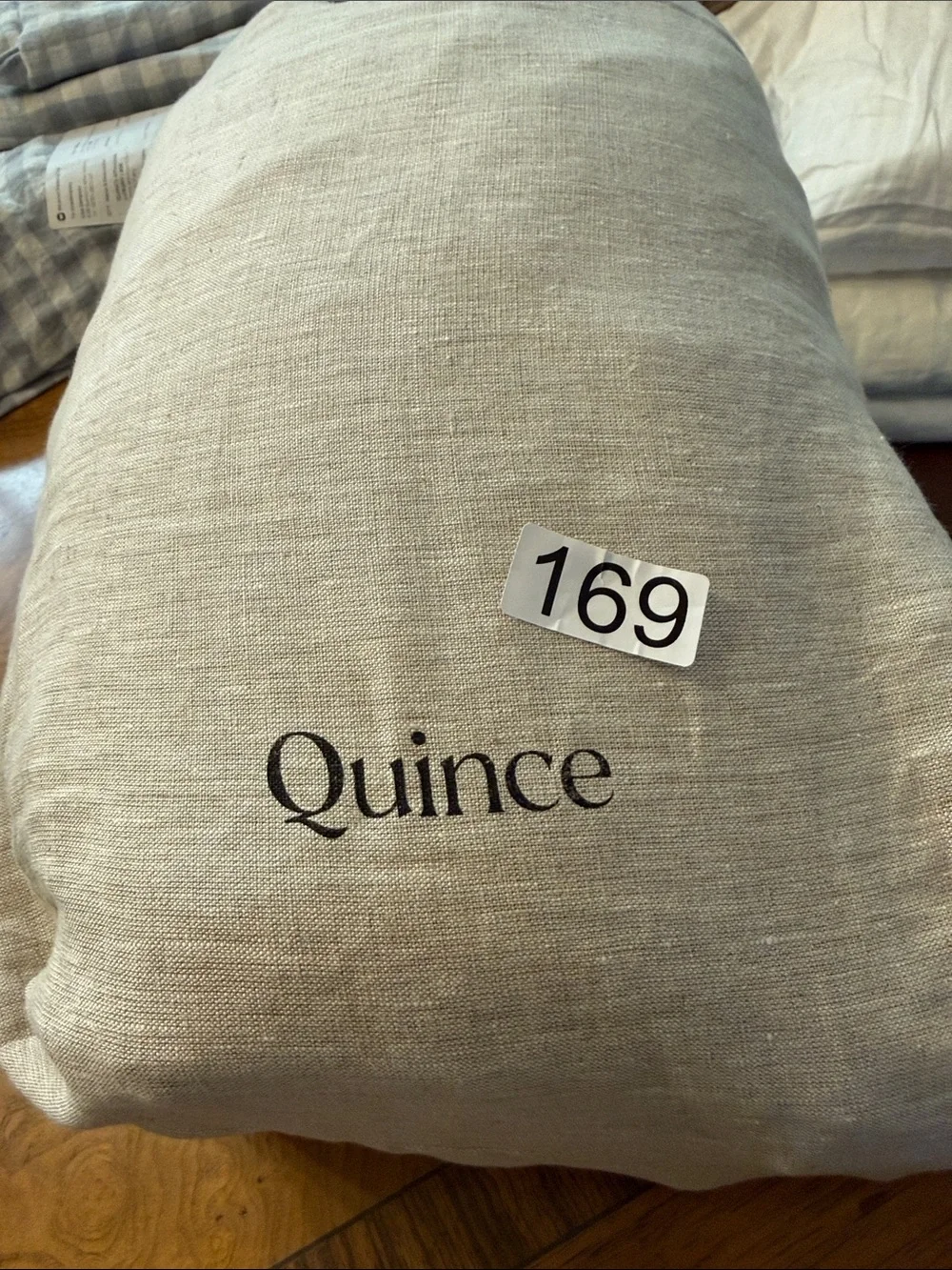 Full Linen Fitted Sheet Set in Natural Chambray - $174